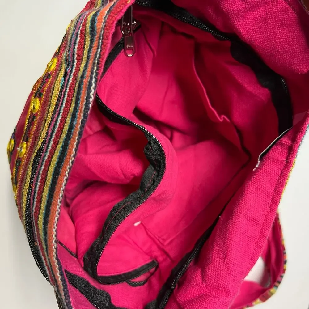Tribe Azure Colorful Knit Crossbody Shoulder Bag Boho Hippie Festival Vacation